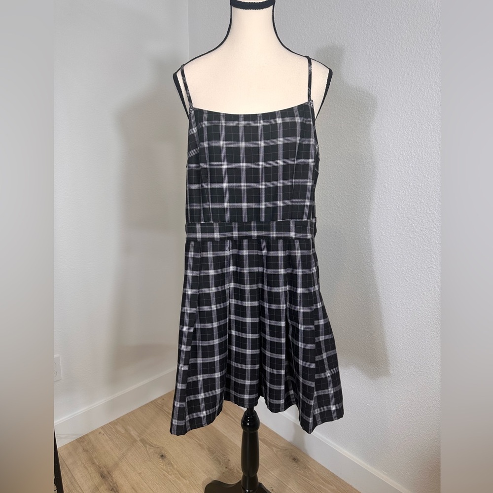 H&M Black and White Plaid Mini Dress